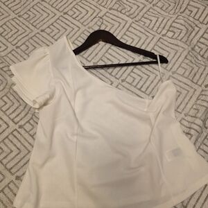 SHEIN White Asymmetrical Blouse